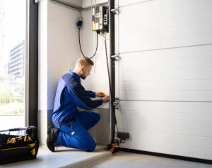 expert repairing garage door